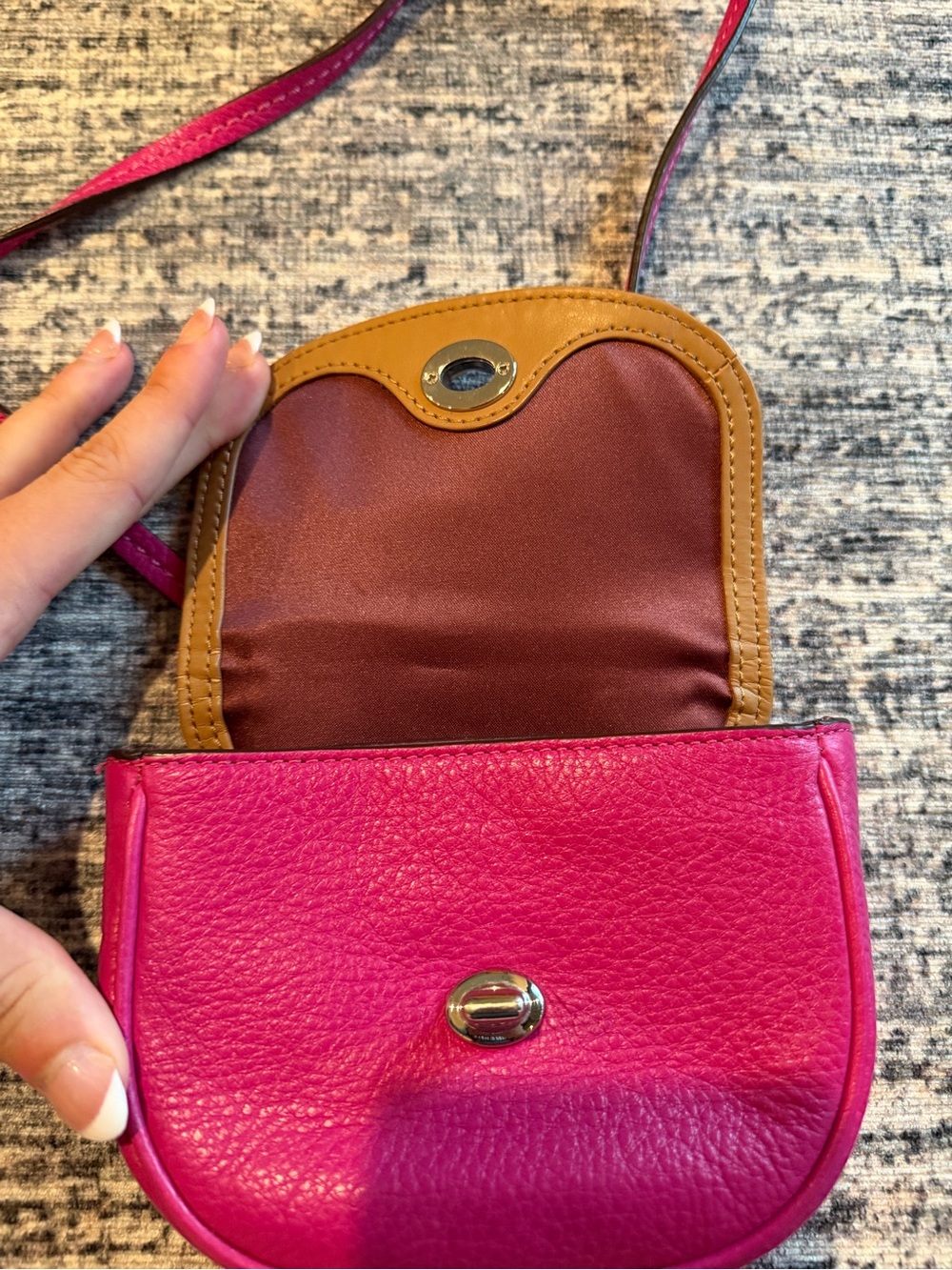 Coach Pebbled Leather Crossbody in Hot Pink - Picture 4 of 8